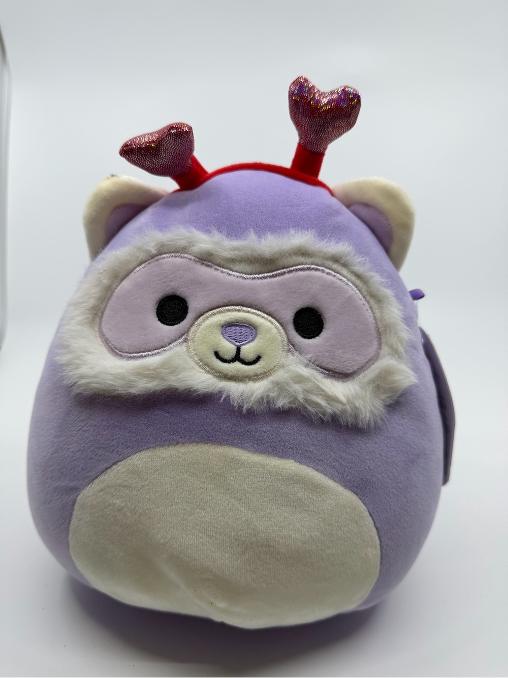 Squishmallows Lyle Valentine Raccoon Plush Purple Hearts NWT Kellytoy 8”